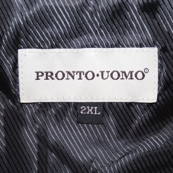 Pronto Uomo 2XL Black Gray Vest Waist Coat Striped Formal Wedding Prom 5 Button - Picture 6 of 12
